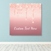 バラ金ゴールド赤面グリッターカスタム文字キャンバス印刷 キャンバスプリント (インサイチュ (ウッドフロア))