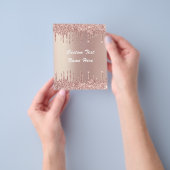 バラ金ゴールド赤面グリッターカスタム文字ネームフライヤー チラシ (手)