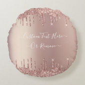 バラ金ゴールド赤面グリッターカスタム文字円枕 ラウンドクッション (正面)