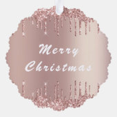 バラ金ゴールド赤面グリッタークリスマス装飾カード オーナメントカード (裏面)