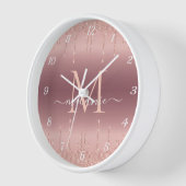 バラ金ゴールド赤面グリッタークロック名前をカスタムする文字 壁時計 (傾斜)