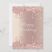 バラ金ゴールド赤面グリッタースパークリー誕生日カード (正面)