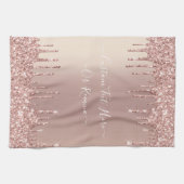 バラ金ゴールド赤面グリッタースパークルドリップカスタム文字 キッチンタオル (横)