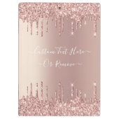 バラ金ゴールド赤面グリッタースパークルドリップカスタム文字 クリップボード (裏面)