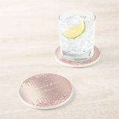 バラ金ゴールド赤面グリッタースパークルドリップカスタム文字 コースター (側面)