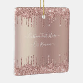 バラ金ゴールド赤面グリッタースパークルドリップカスタム文字 セラミックオーナメント (右)