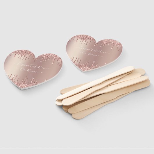 バラ金ゴールド赤面グリッタースパークルドリップカスタム文字 ハンドファン (組立なし)