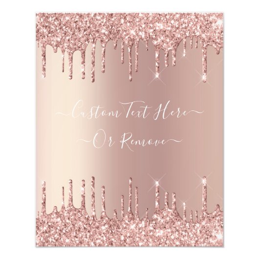 バラ金ゴールド赤面グリッタースパークルドリップカスタム文字 フォトプリント            (正面)