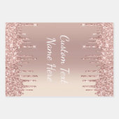 バラ金ゴールド赤面グリッタースパークルドリップカスタム文字  ラッピングペーパーシート (正面3)