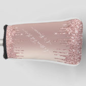 バラ金ゴールド赤面グリッタースパークルドリップスカスタム文字  ゴルフヘッドカバー (正面)