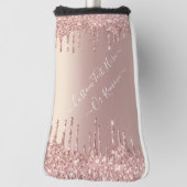 バラ金ゴールド赤面グリッタースパークルドリップスカスタム文字 ゴルフヘッドカバー (回転90)