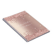 バラ金ゴールド赤面グリッタースパークルドリップスカスタム文字 ノートブック (右側)