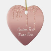 バラ金ゴールド赤面グリッタースパークルドリップス文字結婚ズ セラミックオーナメント (右)