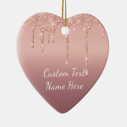 バラ金ゴールド赤面グリッタースパークルドリップス文字結婚ズ セラミックオーナメント (右)