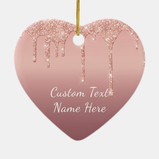 バラ金ゴールド赤面グリッタースパークルドリップス文字結婚ズ セラミックオーナメント (裏面)