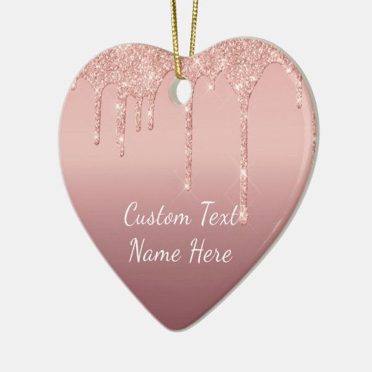 バラ金ゴールド赤面グリッタースパークルドリップス文字結婚ズ セラミックオーナメント (左)