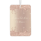 バラ金ゴールド赤面グリッタースパークルドリップス – あなたのテキスト カーエアーフレッシュナー (裏面)