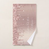 バラ金ゴールド赤面グリッタースパークルドリップス – あなたのテキスト バスタオルセット (ハンドタオル)