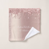 バラ金ゴールド赤面グリッタースパークルドリップス – あなたのテキスト バスタオルセット (ウォッシュタオル)