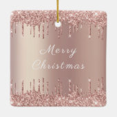 バラ金ゴールド赤面グリッタースパークルドリップス – クリスマス セラミックオーナメント (裏面)