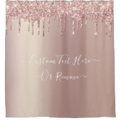 バラ金ゴールド赤面グリッタースパークルドリップス – テキスト シャワーカーテン (正面)