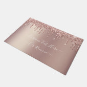 バラ金ゴールド赤面グリッタースパークルドリップス – テキスト ドアマット (アングル)