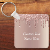 バラ金ゴールド赤面グリッタードライブ文字名キーチェーン キーホルダー (正面)