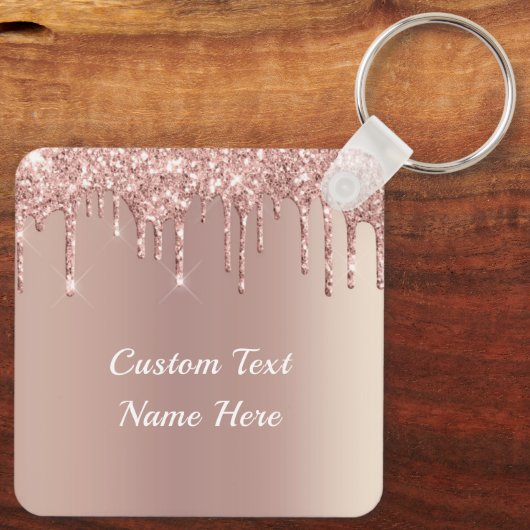 バラ金ゴールド赤面グリッタードライブ文字名キーチェーン キーホルダー (裏面)