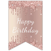 バラ金ゴールド赤面グリッタードライブ – ハッピーバースデー バンティングフラッグ (第1の旗)