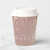 バラ金ゴールド赤面グリッタードライブ – 文字/名前の追加 紙コップ (左)