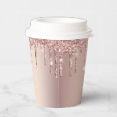 バラ金ゴールド赤面グリッタードライブ – 文字/名前の追加 紙コップ (右)