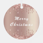 バラ金ゴールド赤面グリッタードリップクリスマスオーナメント メタルオーナメント (裏面)