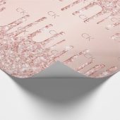 バラ金ゴールド赤面グリッタードリップグラマラスなモノグラム ラッピングペーパー (角)