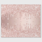 バラ金ゴールド赤面グリッタードリップグラマラスなモノグラム ラッピングペーパー (フラット)