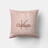 バラ金ゴールド赤面グリッタードリップモノグラム名 クッション (裏面)