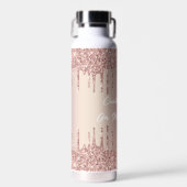 バラ金ゴールド赤面グリッタードリップ文字ウォーターボトル ウォーターボトル (正面)