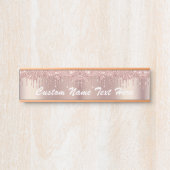 バラ金ゴールド赤面グリッタードリップ文字名ドアサイン サインプレート (正面)