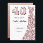 バラ金ゴールド赤面グリッタードレス40th誕生日パーティー 招待状<br><div class="desc">バラ金ゴールド赤面グリッタードレス40th誕生日パーティの招待状私たちの店の招待と一致する項目へのバリエーション</div>