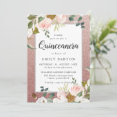 バラ金ゴールド赤面グリッターフローラモダンキンセアニェラ 招待状 (スタンド正面)