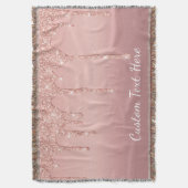 バラ金ゴールド赤面グリッターブランケットカスタム文字 スローブランケット (正面縦)