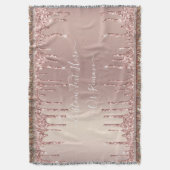 バラ金ゴールド赤面グリッターブランケットカスタム文字 スローブランケット (正面縦)