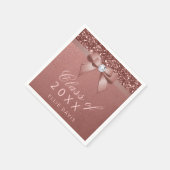 バラ金ゴールド赤面グリッターボウ卒業パーティー スタンダードカクテルナプキン (角)