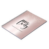 バラ金ゴールド赤面グリッターボスレディパーソナライズされたー ノートブック (左側)