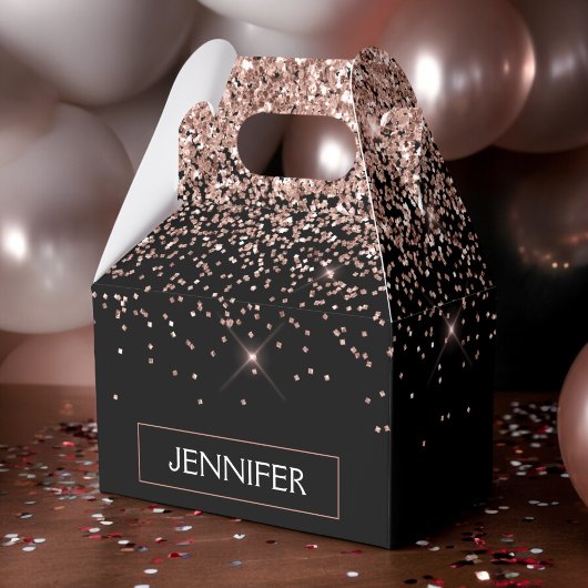 バラ金ゴールド赤面グリッターモノグラムガーリー フェイバーボックス