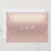 バラ金ゴールド赤面グリッターリングや輪結婚式招待状 (裏面)