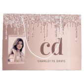 バラ金ゴールド赤面グリッター乾燥フォトモノグラム ラージペーパーバッグ (裏面)