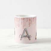 バラ金ゴールド赤面グリッター乾燥モノグラム写真 コーヒーマグカップ (中央)