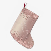 バラ金ゴールド赤面グリッター名クリスマスストッキング スモールクリスマスストッキング (正面 (吊り時))