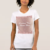 バラ金ゴールド赤面グリッター名前をカスタムするTシャツ Tシャツ (正面)