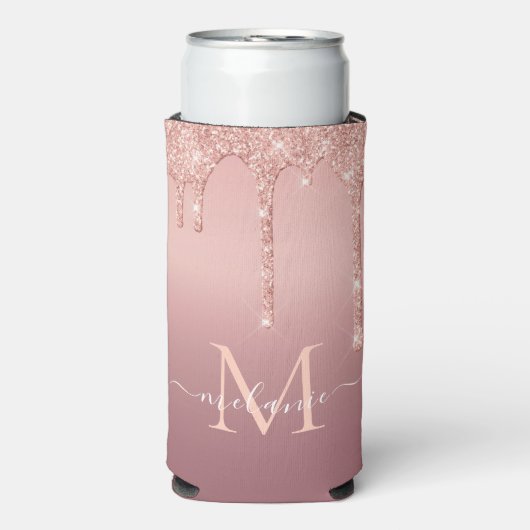 バラ金ゴールド赤面グリッター名文字クーラーボックス スリム缶クーラー (Seltzer正面)